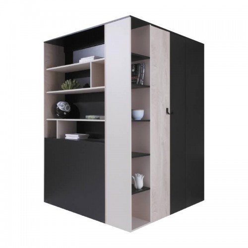 Шафа Meblar Planet 135х190x135 PL1 L/P Чорний+дуб+бежевий